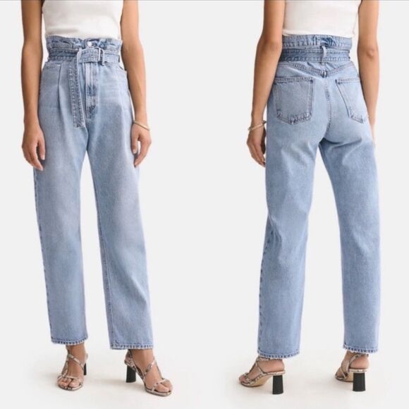 Agolde Denim - Agolde Reworked 90's Cinched Paperbag High Rise Straight Jean In Revival Size 27